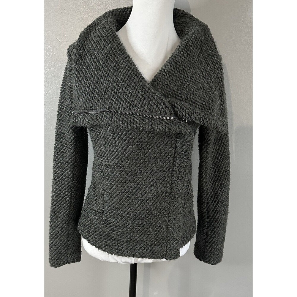 Blank NYC Womens XS Asymmetrical Zip Sweater Jacket Acrylic Poly Wool Blend EUC